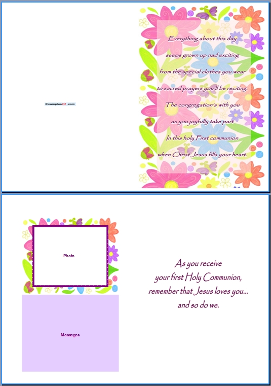 Example Communion Card:Holy First Communion